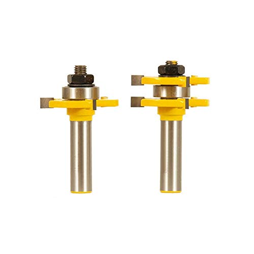 SBJKLYRN, Premium-Fräser-Set aus Wolframkarbid – 2-teiliger Nut- und Federfräser mit Fasenkantenformung, 1/2-Zoll-Schaft, T-förmiger Holzfräser ，Router-Bits von SBJKLYRN