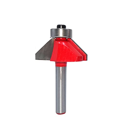 SBJKLYRN, Trend-Fräser – 1/4-Zoll-Schaft, 45-Grad-Fasenkantenformfräser mit oberem Lager, Wolframkarbid-Fasenfräser ，Router-Bits(1/2in) von SBJKLYRN
