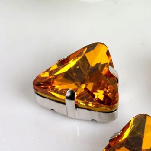 Strasssteine, 18 mm, 50 Stück/Packung, dreieckige Glas-Strasssteine ​​zum Aufnähen mit Krallen-Strass-Metallbasis, Schnalle, Kristallstein, Diamant for Kleidung(Topaz) von SBJKLYRN