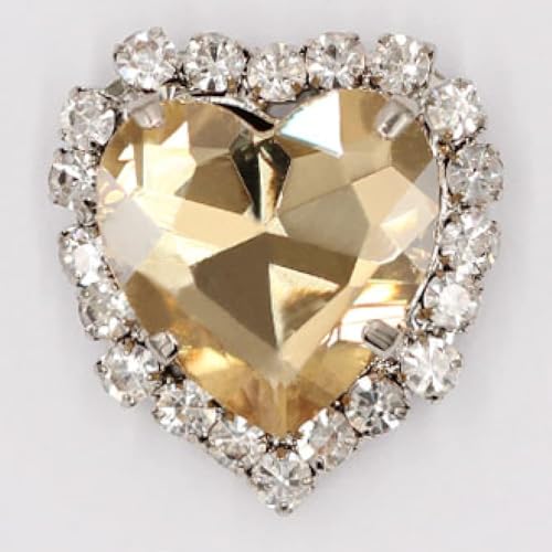 Strasssteine, 50 Stück Herzform-Strasssteine ​​aus Glas mit Klaue for Aufnähen, Kristallstein, Metallbasis, Schnalle for Kleidung, Strass-Diamant-Strasssteine(Gold,8mm) von SBJKLYRN