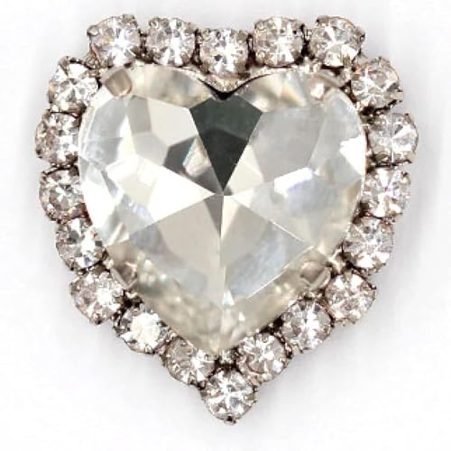 Strasssteine, 50 Stück Herzform-Strasssteine ​​aus Glas mit Klaue for Aufnähen, Kristallstein, Metallbasis, Schnalle for Kleidung, Strass-Diamant-Strasssteine(White,8mm) von SBJKLYRN