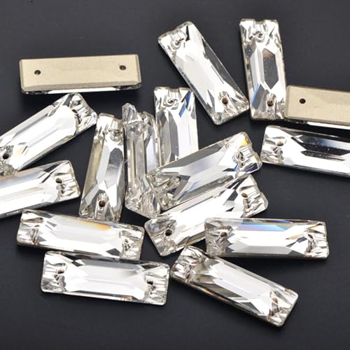 Strasssteine, Genähter Kristall AB Rechteck Glas Strass Flache Rückseite Nähen Auf Kristall Stein Strass Diamant for Kleidung(Clear,6X18mm 42Pcs) von SBJKLYRN