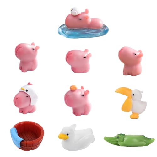 10Pcs Capybala Figures, Realistic Capybala Animal Figures, Capibara Ornamente, Mini Capibara Harz Figuren, Geschenke für Kinder Geburtstagsparty Dekoration (Rosa) von SBOACXC
