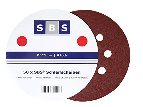 50 Stück | SBS® Schleifscheiben | ø 125 mm | 8 Loch | Korn 80 | für Exzenter-Schleifer von SBS