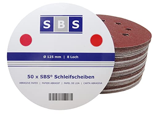 SBS 50 Stück Schleifscheiben | ø 125 mm | 8 Loch | Korn 100 - für Exzenter Schleifer von SBS