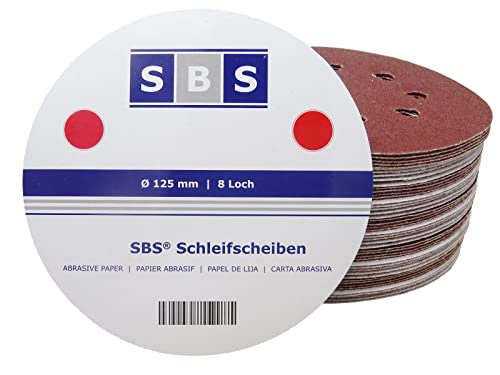 50 Stück | SBS® Schleifscheiben | ø 125 mm | 8 Loch | Korn 40 von SBS