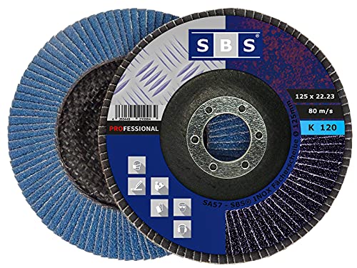 50 Stück SBS Fächerscheiben 125 mm / Korn 120 Blau Schleifscheiben Schleifmop von SBS
