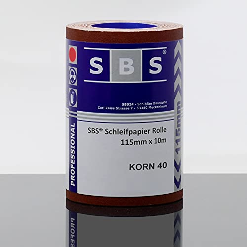 SBS® Schleifpapier Rolle | 115 mm x 10 m | Korn 40 | Aluminiumoxid Rolle von SBS