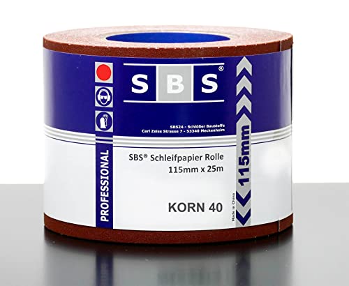 SBS® Schleifpapier Rolle | 115 mm x 25 m | Korn 40 | Aluminiumoxid Rolle von SBS