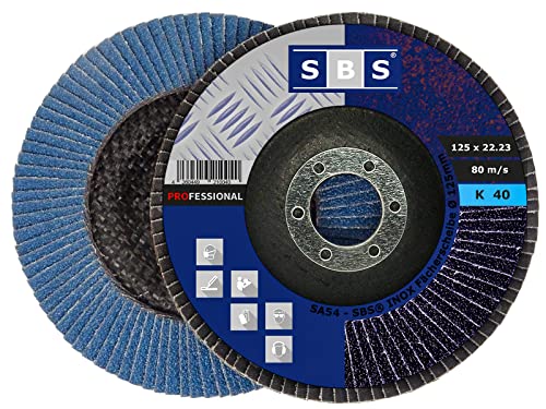 SBS Fächerscheiben 125 mm/Korn 40 Blau Schleifscheiben Schleifmop - 50 Stück von SBS