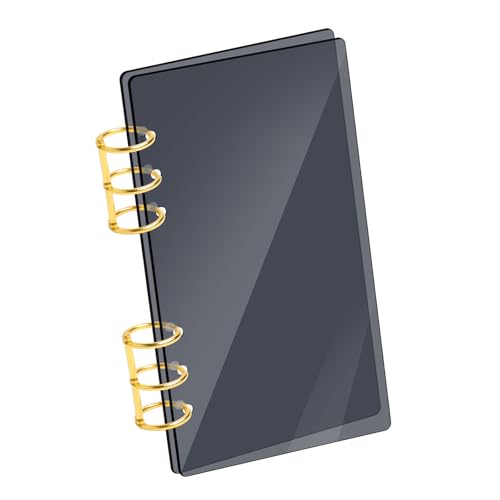 SBYURE A6-Ordner, schwarzer Acryl-Notizbucheinband, 6-Loch-Binder-Notizbuch, nachfüllbarer Planer-Einband mit goldenem Metall-Rund, für Schule, Meeting, Reisen, Büro SBYURE A6-Ordner, schwarzer Acryl-Notizbucheinband, 6-Loch-Binder-Notizbuch, nachfüllbarer Planer-Einband mit goldenem Metall-Rund, für Schule, Meeting, Reisen, Büro von SBYURE
