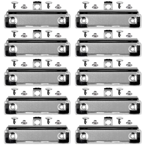 SBYURE Klemmbrett-Clips mit Nieten, Metall, montierbare Klemmbrett-Clips, Klemmbretter mit Gummigriff und Loch zum Aufhängen, für Büro, Schule, Zuhause, 10 Stück von SBYURE