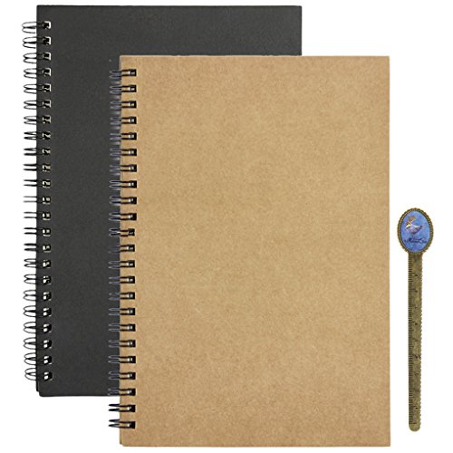 Leder-Notizbuch, 2er-Pack Spiral-Skizzenblock, blanko, A5, Skizzenbuch, Zeichnen, Skizzieren, Manuskriptbuch for Skizzieren, Zeichnen, säurefreies Graphitpapier mit Buchlineal Leder-Notizbuch, 2er-Pack Spiral-Skizzenblock, blanko, A5, Skizzenbuch, Zeichnen, Skizzieren, Manuskriptbuch for Skizzieren, Zeichnen, säurefreies Graphitpapier mit Buchlineal von SBZIOJHDR