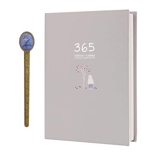 Leder-Notizbuch, DaiMonthCalendar Zeitplan Persönlicher Organizer, To-Do-Liste Terminkalender Notizblock Agenda 256 Seiten Grau(Grey) von SBZIOJHDR