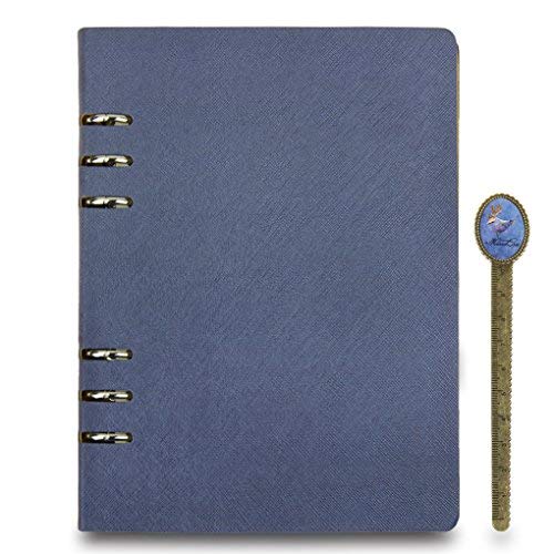 SBZIOJHDR Leder-Notizbuch, Nachfüllbares Leder-Tagebuch, A5, Hardcover, liniert, Reisetagebuch, Business Executive DaiPersonal Planner, Kartensteckplatz integriert, mit Buchlineal von SBZIOJHDR