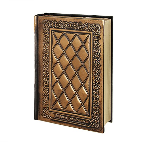 SBZIOJHDR Leder-Notizbuch, Retro-Clip Hardcover Geprägtes Reisetagebuch Skizzenbuch Ultradickes Blankopapier Tagebuch Zeitplan Plan Aufzeichnung Sammelalbum-Bronze von SBZIOJHDR