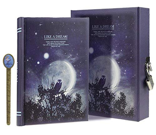SBZIOJHDR Leder-Notizbuch, Wie ein Traum Mondlicht Muster Skizzieren Schreiben Verschließbar 288 Seiten DaiJournal Geheimes Tagebuch mit Aufbewahrungshülle A6 Farbe Zufällig Gesendet von SBZIOJHDR