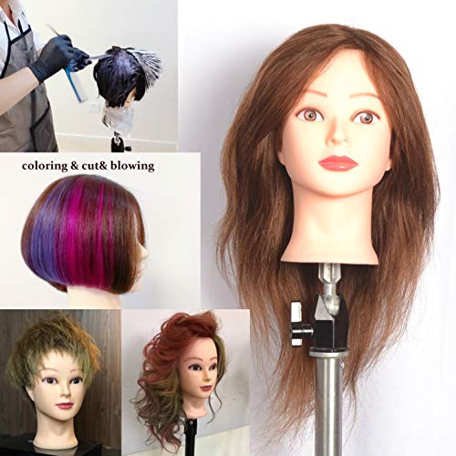 SC Echthaar-Friseur-Übungskopf, 40 cm, 100% Echthaar,mit Tischklemme, Puppenkopf; für Kosmetologie von SC