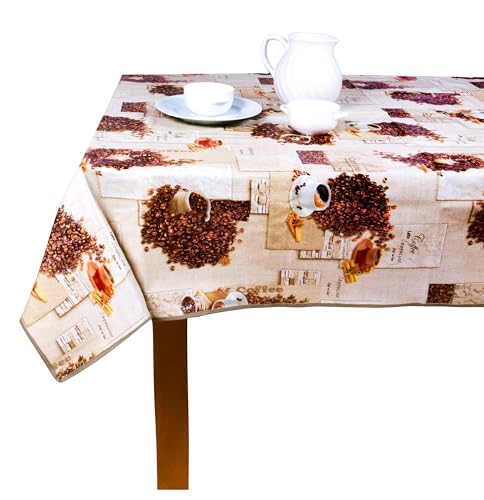 Wachstuch Tischdecke mit Kantenverstärkung - Wasserabweisend, Leicht zu Reinigen und Wetterfest - Oeko-TEX Zertifiziert - 140 x 220 cm - Coffee Beans Wachstuch Tischdecke mit Kantenverstärkung - Wasserabweisend, Leicht zu Reinigen und Wetterfest - Oeko-TEX Zertifiziert - 140 x 220 cm - Coffee Beans von SCA-Europe