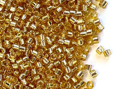 10 g Delica Glasperlen 11/0, Gold mit versilbertem Loch, Japanische Glasperlen Miyuki (Delica Seed Beads) von SCARA BEADS GET INSPIRED