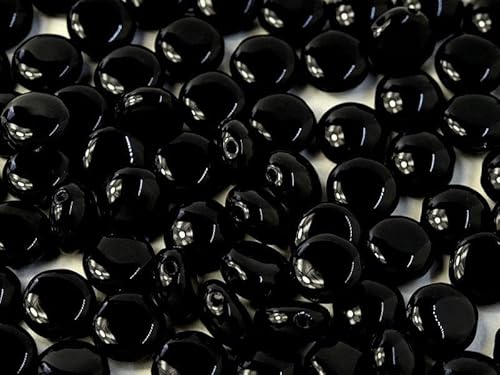 100 pcs Candy Perlen 8 mm, 2-Loch, Jet Schwarz, Tschechisches Glas (Candy Beads) von SCARA BEADS GET INSPIRED
