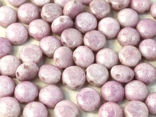 100 pcs Candy Perlen 8 mm, 2-Loch, Kreideweiß Lila Luster, Tschechisches Glas (Candy Beads) von SCARA BEADS GET INSPIRED
