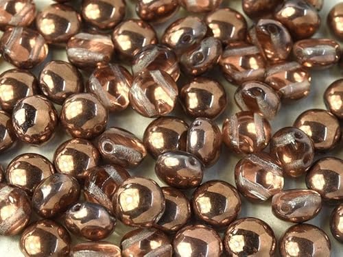 100 pcs Candy Perlen 8 mm, 2-Loch, Kristall Capri Gold, Tschechisches Glas (Candy Beads) von SCARA BEADS GET INSPIRED