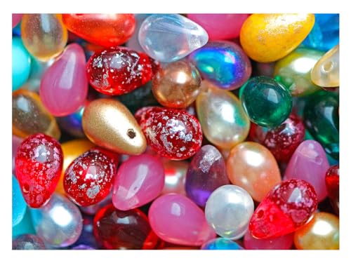 100 pcs Teardrop Perlen 6x9 mm, Gemischte Farben, Tschechisches Glas (Teardrop Beads) von SCARA BEADS GET INSPIRED