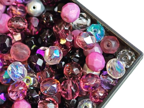 150 pcs Fire Polished facettierte Glasperlen rund 6 mm, Lila Mischen, Tschechisches Glas (Fire Polished Beads) von SCARA BEADS GET INSPIRED