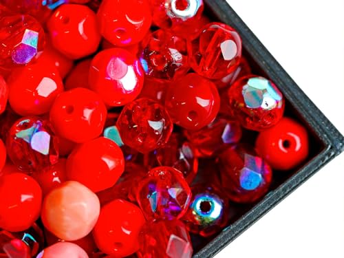 150 pcs Fire Polished facettierte Glasperlen rund 6 mm, Mischen Rot, Tschechisches Glas (Fire Polished Beads) von SCARA BEADS GET INSPIRED
