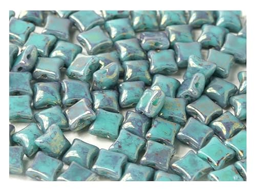 150 pcs Glasperlen WibeDuo®, 8x8 mm, 2-Loch, Jade Terracotta Rot, Tschechisches Glas (WibeDuo® Beads) von SCARA BEADS GET INSPIRED