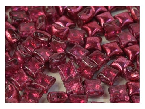 150 pcs Glasperlen WibeDuo®, 8x8 mm, 2-Loch, Kristall Granatapfel Metallic Eis, Tschechisches Glas (WibeDuo® Beads) von SCARA BEADS GET INSPIRED
