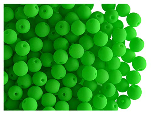 200 Stück Tschechische Glasperlen, rund, gepresst, Estrela Neon (UV-aktiv), 4 mm, Grün von SCARA BEADS GET INSPIRED