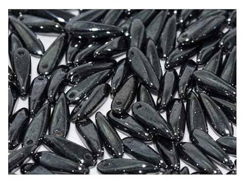 200 pcs Dolchperlen 3x11 mm, Jet Hämatit (Jet Schwarzer Glanz), Tschechisches Glas (Dagger Beads) von SCARA BEADS GET INSPIRED