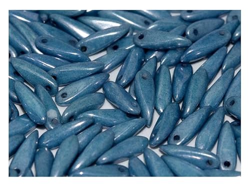 200 pcs Dolchperlen 3x11 mm, Kreideweiß Baby Blau Glanz, Tschechisches Glas (Dagger Beads) von SCARA BEADS GET INSPIRED