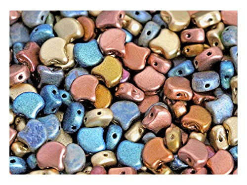 30 pcs Ginkgo Perlen 7.5x7.5x3.4 mm, 2-Loch, Bronzegrün Mischen, Tschechisches Glas (Ginko Beads) von SCARA BEADS GET INSPIRED