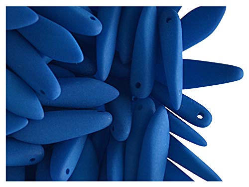 30 pcs Tschechische Glasperlen Dagger Beads ESTRELA NEON (UV aktiv) 15x5mm Blau von SCARA BEADS GET INSPIRED