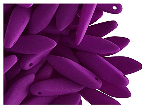 30 pcs Tschechische Glasperlen Dagger Beads ESTRELA NEON (UV aktiv) 15x5mm Lila von SCARA BEADS GET INSPIRED