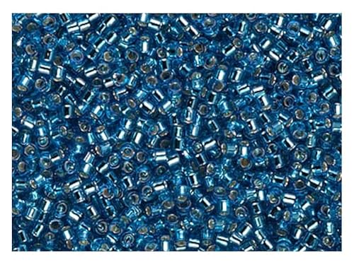 50 g Delica Glasperlen 11/0, Aquamarin versilbertes Loch, Japanische Glasperlen Miyuki (Delica Seed Beads) von SCARA BEADS GET INSPIRED
