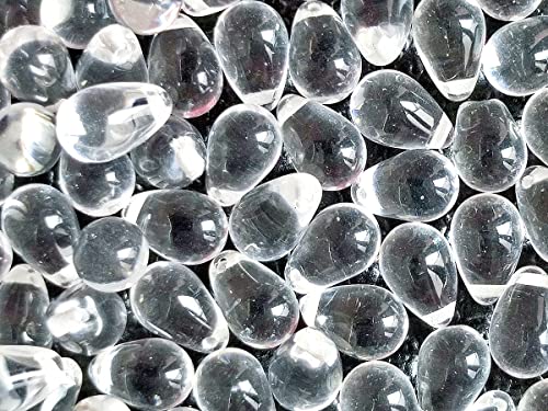50 pcs Teardrop Perlen 6x9 mm, Kristall Dasichtig, Tschechisches Glas von SCARA BEADS GET INSPIRED