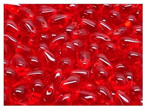 50 pcs Teardrop Perlen 6x9 mm, Siamrot, Tschechisches Glas von SCARA BEADS GET INSPIRED