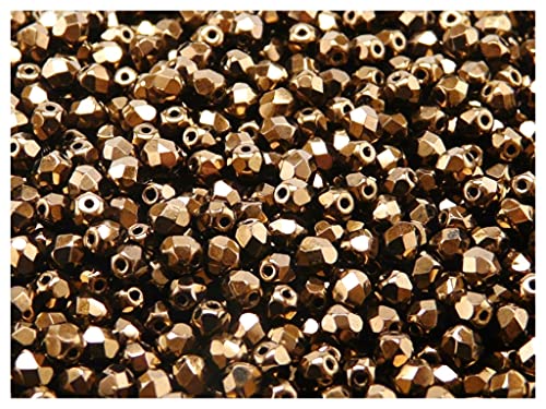 600 Stück Tschechische Facettierten Glasperlen Fire-Polished Rund 4 mm, Kristall Bronze Lüster von SCARA BEADS GET INSPIRED
