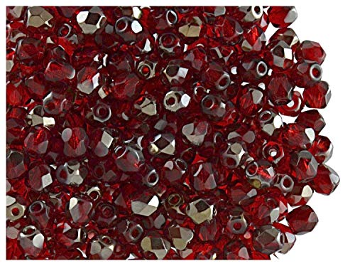 600 Stück, Tschechische Facettierten Glasperlen, Fire-Polished, Rund 4 mm, Rubin Valentinit von SCARA BEADS GET INSPIRED