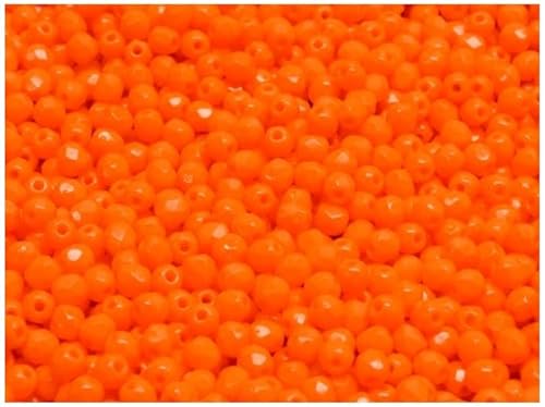 600 Stück Tschechische Facettierten Glasperlen Fire-Polished Rund 3 mm, Orange Undurchsichtig von SCARA BEADS GET INSPIRED