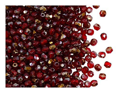 600 Stück Tschechische Facettierten Glasperlen Fire-Polished Rund 3 mm, Ruby Valentinite von SCARA BEADS GET INSPIRED