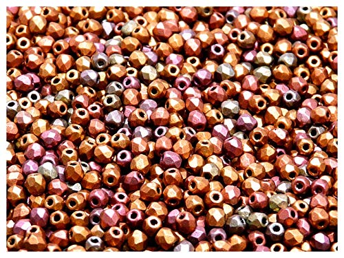 600 Stück Tschechische Facettierten Glasperlen Fire-Polished Rund 3 mm, Violet Rainbow von SCARA BEADS GET INSPIRED