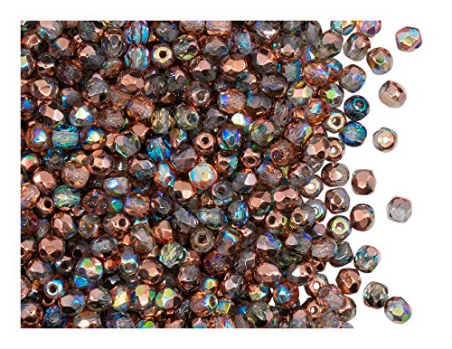 SCARA-PERLEN LASSEN SIE SICH INSPIRIEREN 600x Tschechische facettierte Glasperlen Feuerpoliert Rund 3 mm Kristall Kupfer Regenbogen von SCARA BEADS GET INSPIRED