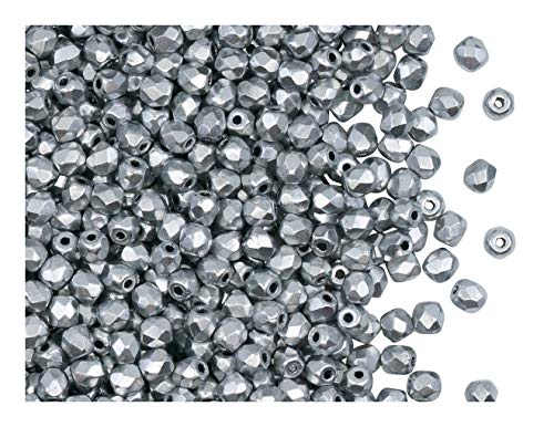 600pcs Tschechische Facettierten Glasperlen Fire-Polished Rund 3 mm Silver Matte (Aluminium) von SCARA BEADS GET INSPIRED