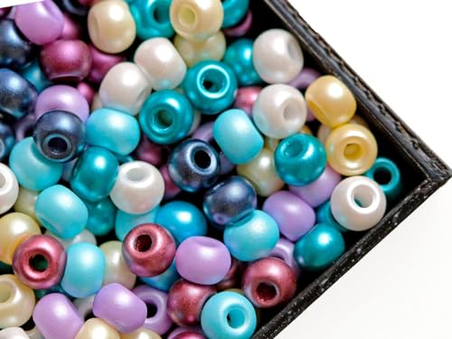 Estrella Pony Beads, 5.5 mm, 300 Stück, Tschechische Gepresste Glasperlen in Form einer Walze mit einem großen Loch, Mix 2 (Pastel Multicolored) von SCARA BEADS GET INSPIRED