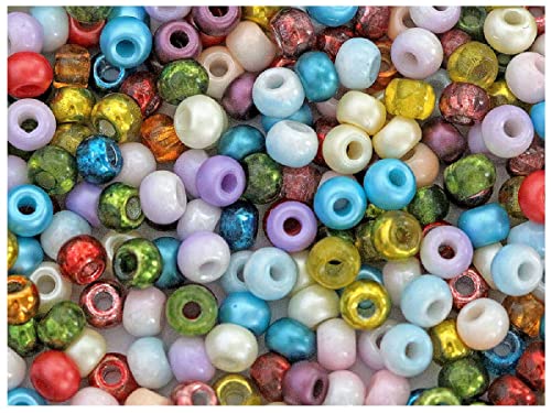 Estrella Pony Beads, 5.5 mm, 50 Stück, Tschechische Gepresste Glasperlen in Form einer Walze mit einem großen Loch, Mega Mix (Multicolored) von SCARA BEADS GET INSPIRED